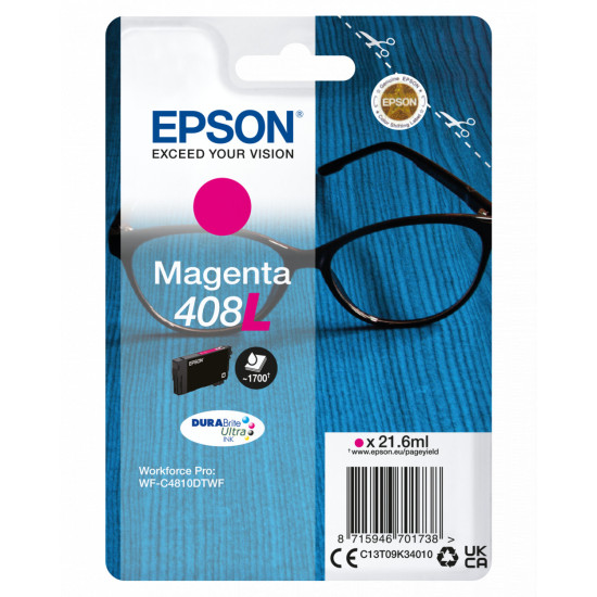 Epson No.408L (T09K3) Magenta patron 21,6ml (eredeti) Workforce Pro WF-C4810 széria