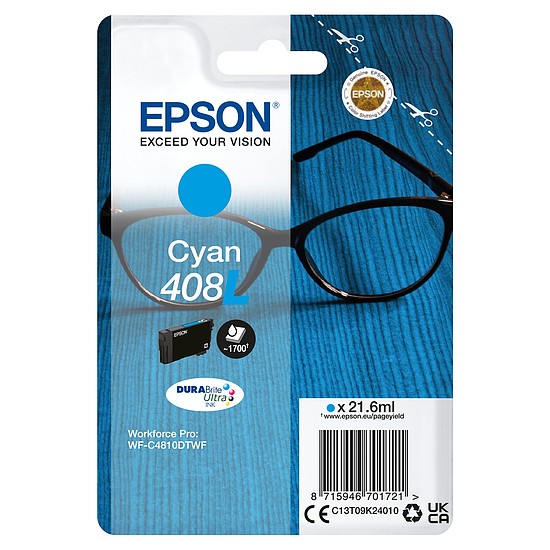 Epson No.408L (T09K2) Cyan patron 21,6ml (eredeti) Workforce Pro WF-C4810 széria