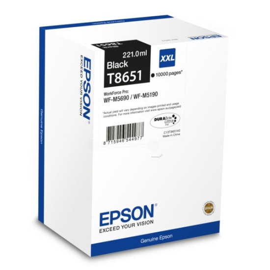 Epson T8651 Black patron 10K (eredeti) C13T865140 Workforce Pro WF-M5690/M5190 széria