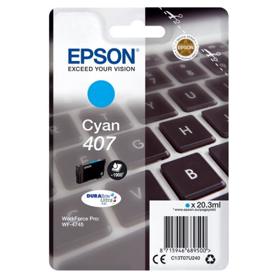 Epson No.407 (T07U2) Cyan patron 20.3 ml (eredeti) C13T07U240 Workforce Pro WF-4745DTWF széria
