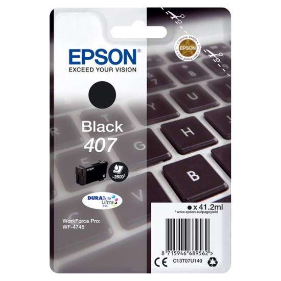 Epson No.407 (T07U1) Black patron  41.2 ml (eredeti) C13T07U140 Workforce Pro WF-4745DTWF széria