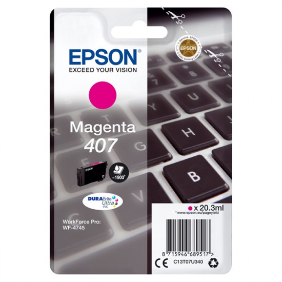 Epson No.407 (T07U3) Magenta patron 20.3ml (eredeti) C13T07U340 Workforce Pro WF-4745DTWF széria