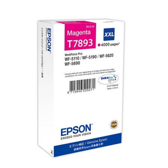 Epson T7893 Magenta patron 4K (eredeti) C13T789340 Workforce Pro WF-5110/5190/5620/5690 széria