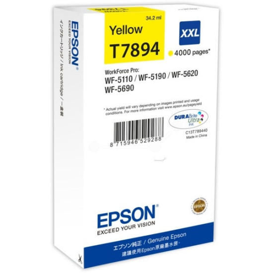 Epson T7894 Yellow patron 4K (eredeti) C13T789440 Workforce Pro WF-5110/5190/5620/5690 széria