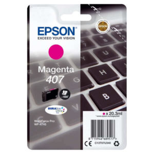 Az eredeti Epson No. 407 magenta tintapatron (T07U3) a professzionális irodai nyomtatás elengedhetetlen kelléke, amelyet kifejezetten a WorkForce Pro nyomtatóhoz terveztek.