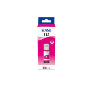 Az eredeti Epson No. 112 Magenta Tinta (T06C3), 70 ml űrtartalommal, a nagy teljesítményű Epson EcoTank Pro nyomtatókhoz optimalizált festékanyag.