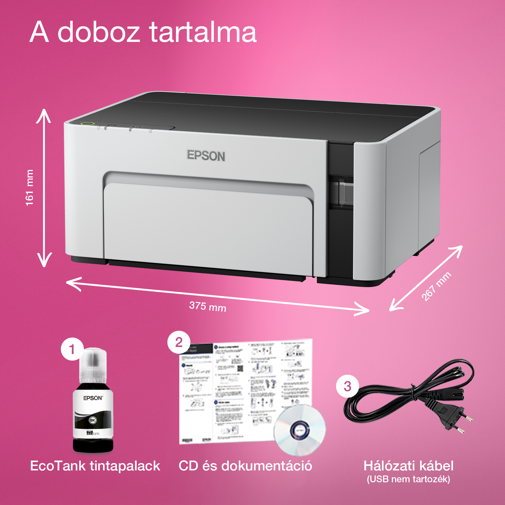 epson ecotank m1100 (a4, mfp, 1440x720 dpi, 32 lap/perc, usb) tintasugaras nyomtató (c11cg95403)