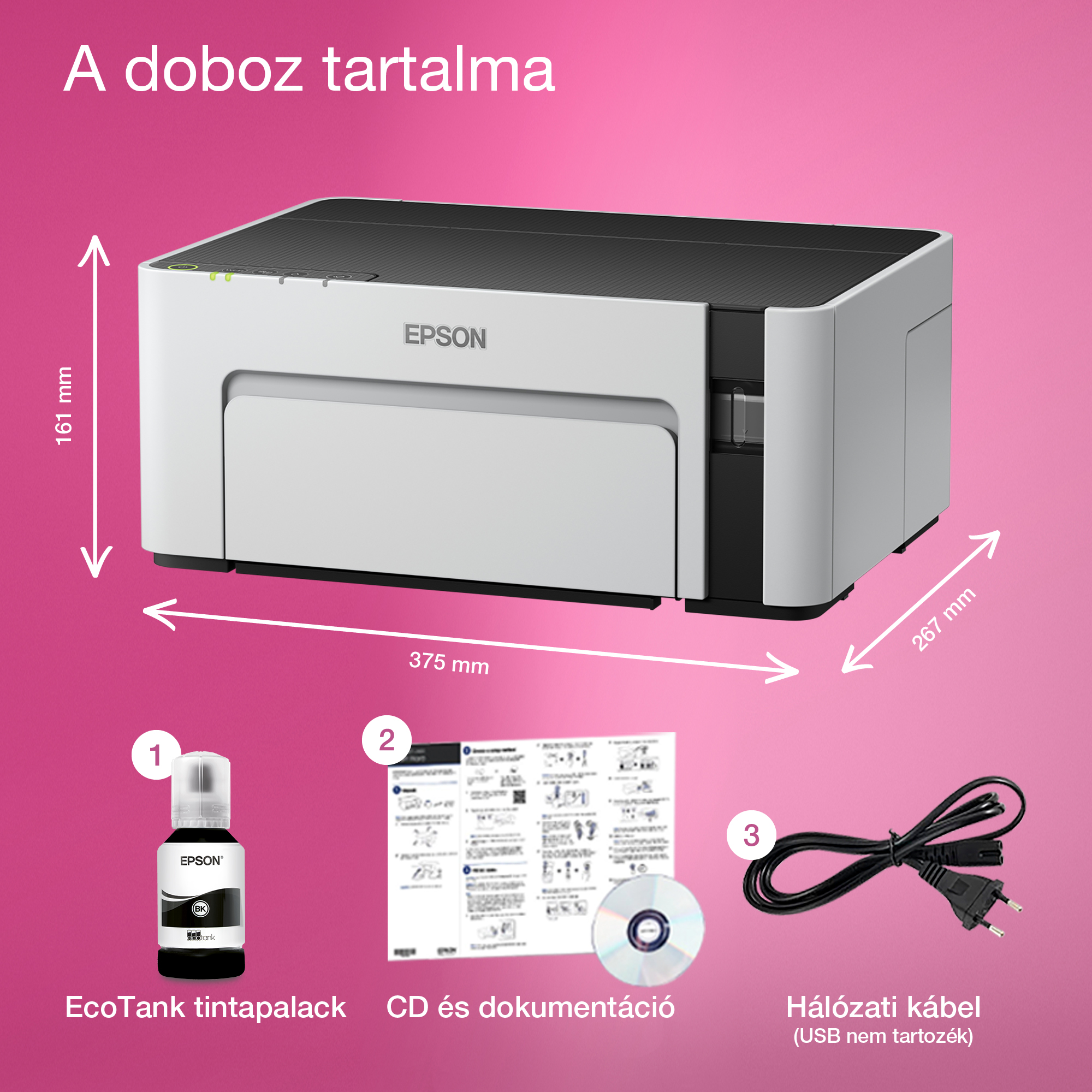 epson tintasugaras nyomtató ecotank m1120 (a4, 1440x720 dpi, 32 lap/perc, usb/wifi)