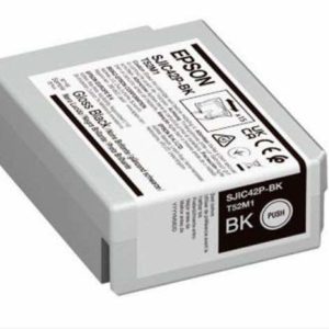 Az 50 mililiteres C13T52M240 CW-C4000e címkenyomtatóhoz készített Epson SJIC42P(BK) BLACK patron gyári minőségű termék a precíz irodai cimkenyomtatáshoz.