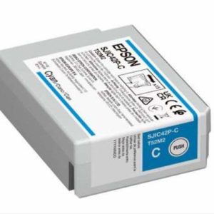Az 50 mililiteres C13T52M240 CW-C4000e címkenyomtatóhoz készített Epson SJIC42P(C) CYAN patron gyári minőségű termék a precíz irodai cimkenyomtatáshoz.