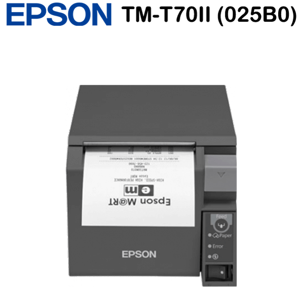 Epson TM-T70II (025B0) blokknyomtató, Ethernet + Built-in USB, PS, Black, EU, Black, Bluetooth, Ethernet interface, Partial Cut