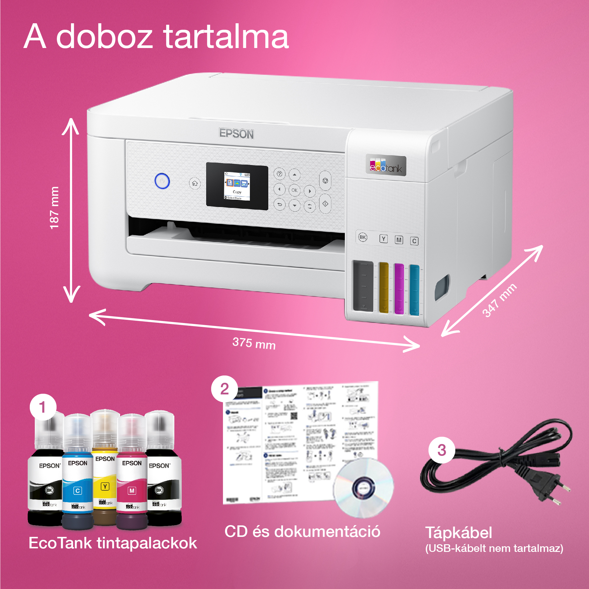 epson tintasugaras nyomtató ecotank l4266 (a4, mfp, színes, 5760x1440 dpi, 33 lap/perc, duplex, usb/wifi/wifi direct)