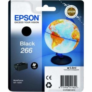 Az eredeti Epson No. 266 fekete tintapatron (T2661) a hordozható nyomtatás élvonalát képviselő WorkForce WF-100W szériához készült speciális kellékanyag.