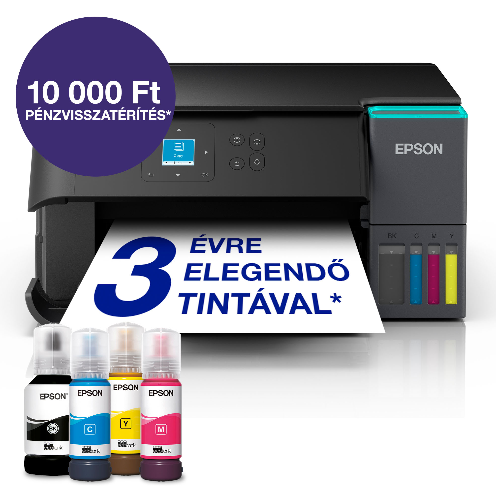 epson ecotank l4360 a4, színes multifunkciós nyomtató duplex, airprint usb/wifi 8500/6500 oldal tintával