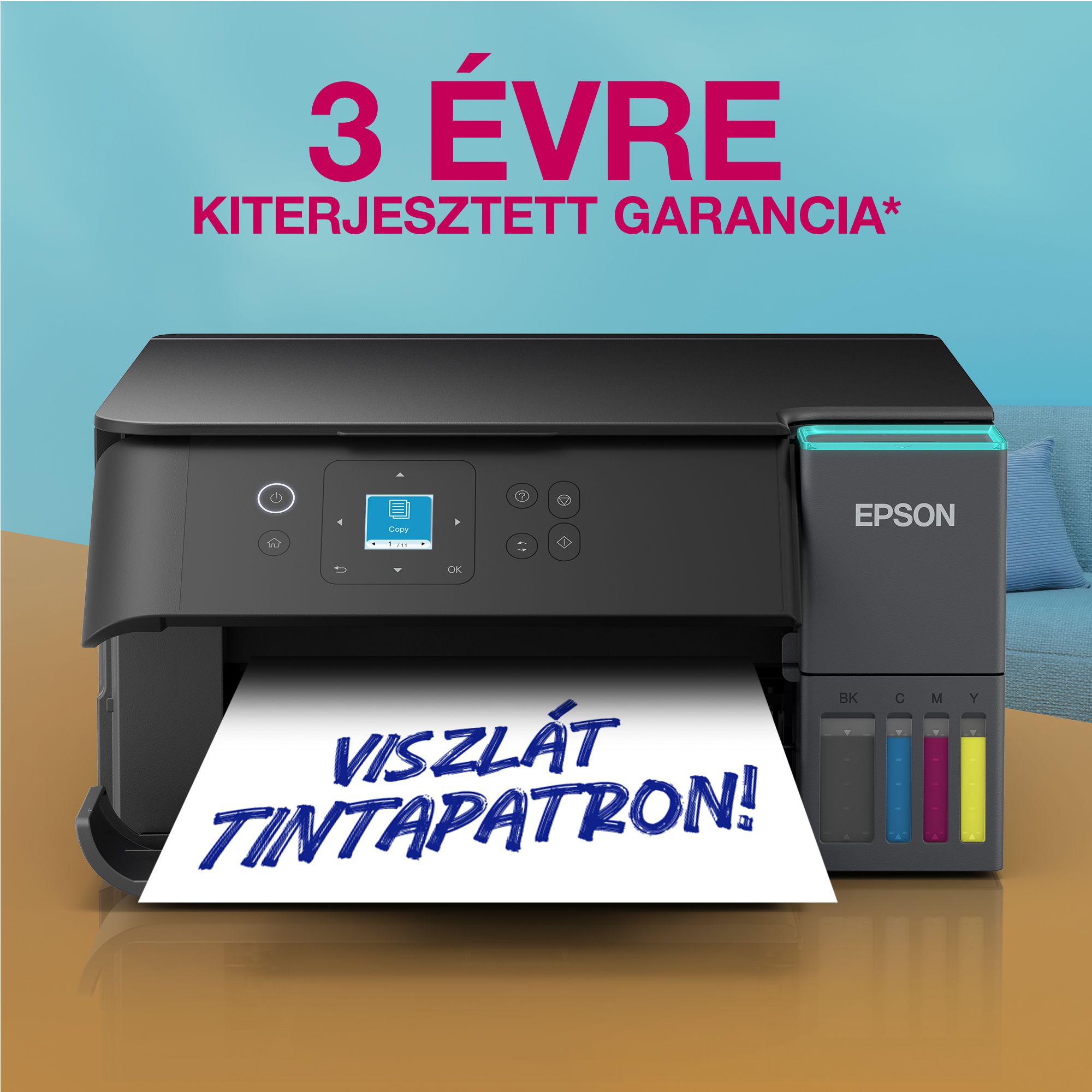 epson ecotank l4360 a4, színes multifunkciós nyomtató duplex, airprint usb/wifi 8500/6500 oldal tintával