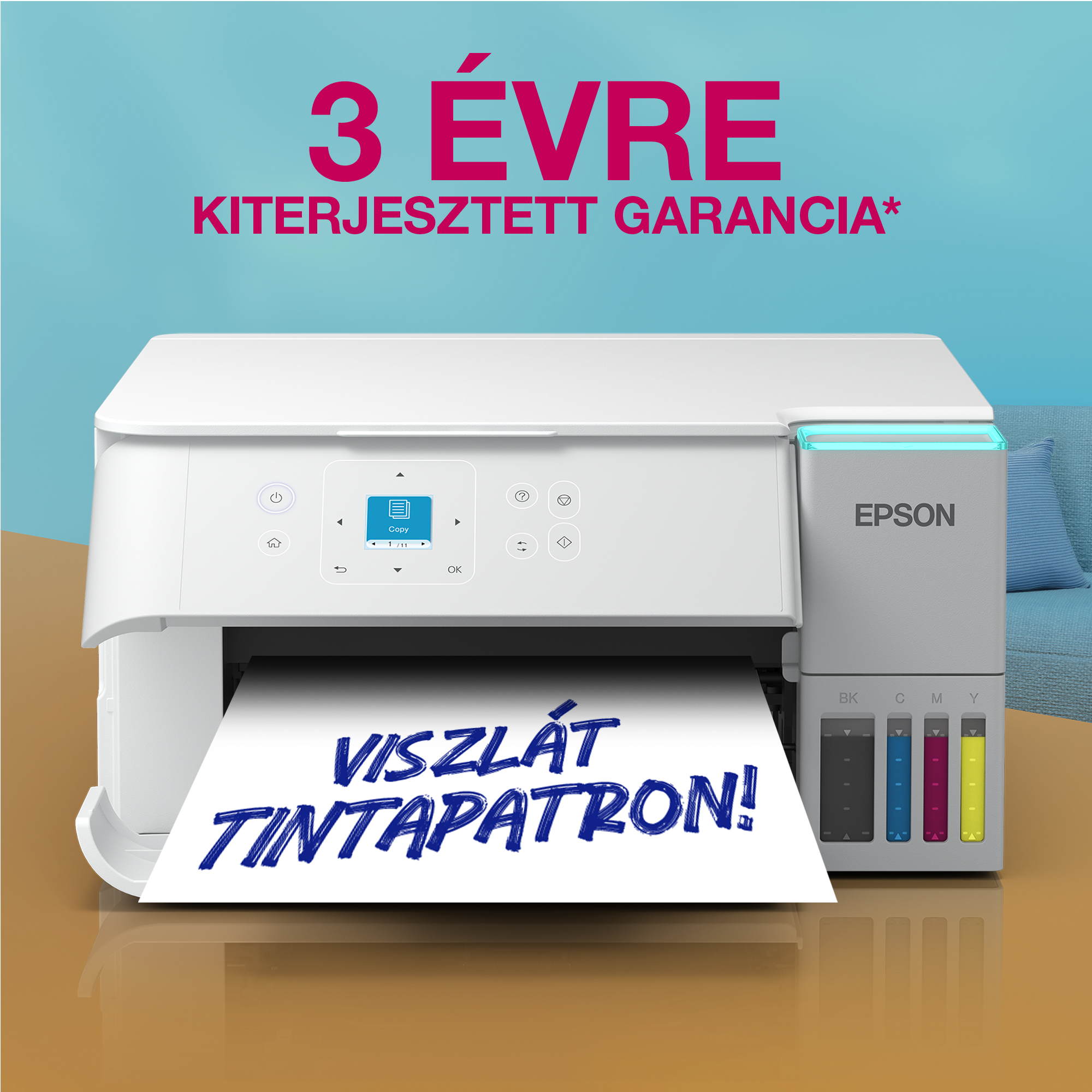 epson ecotank l4366 a4, színes multifunkciós nyomtató duplex, airprint usb/wifi 8500/6500 oldal tintával