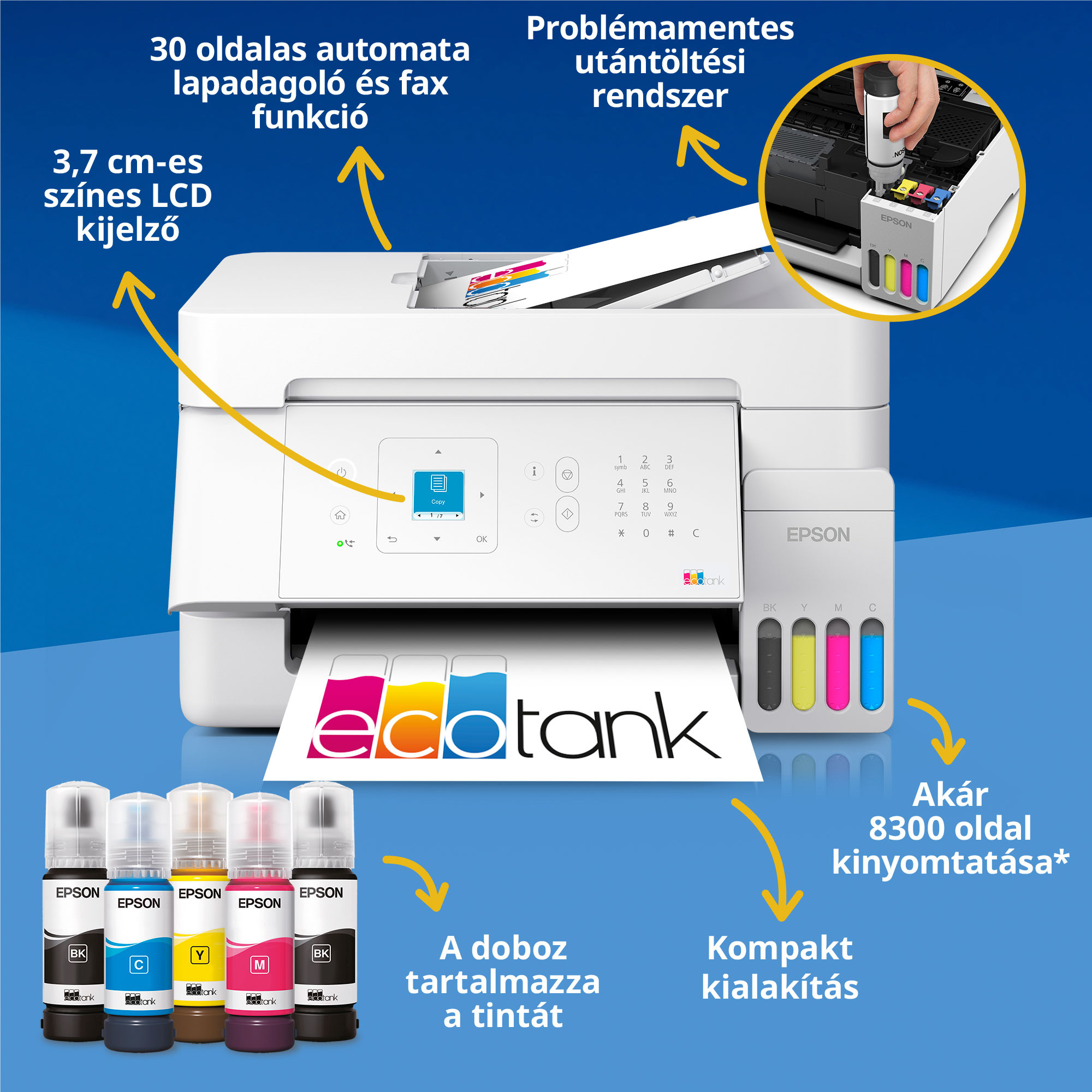 epson ecotank l5396 színes tintasugaras multifunkciós nyomtató fehÉr